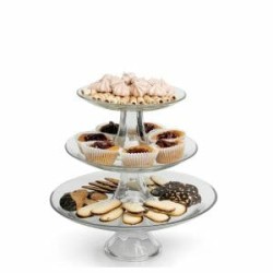 Plato Pastelero De Vidrio Con Pie Anchor Hocking – 3 Pzas