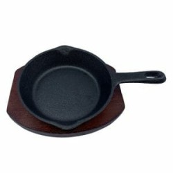 Sarten De Hierro Fundido Y Base De Madera Mini 14 Cm – 12 Pzas