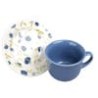 Set Taza Y Plato De Cerámica Decorada Flores Azules 200 Ml